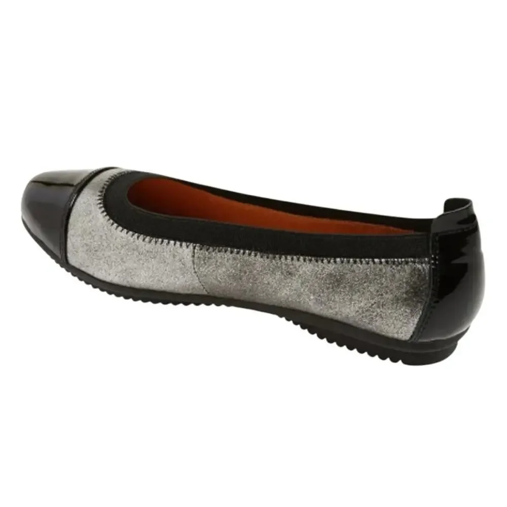 Josef Seibel Women Pippa 07 Ballet Flats EU 36 US 5-5.5 Black Silver Leather NIB